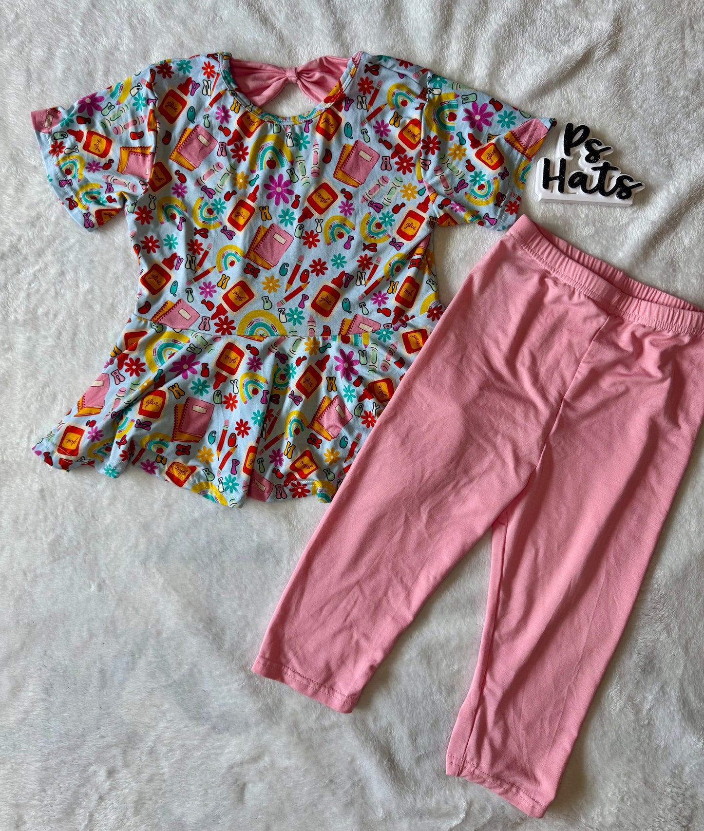 School Supplies Capri Leggings Set