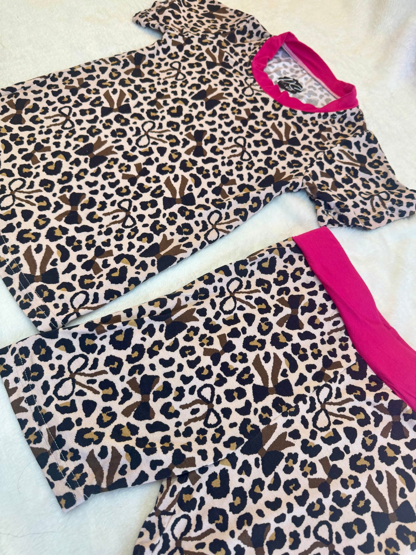 Leopard Bows - Short Sleeve & Shorts Set