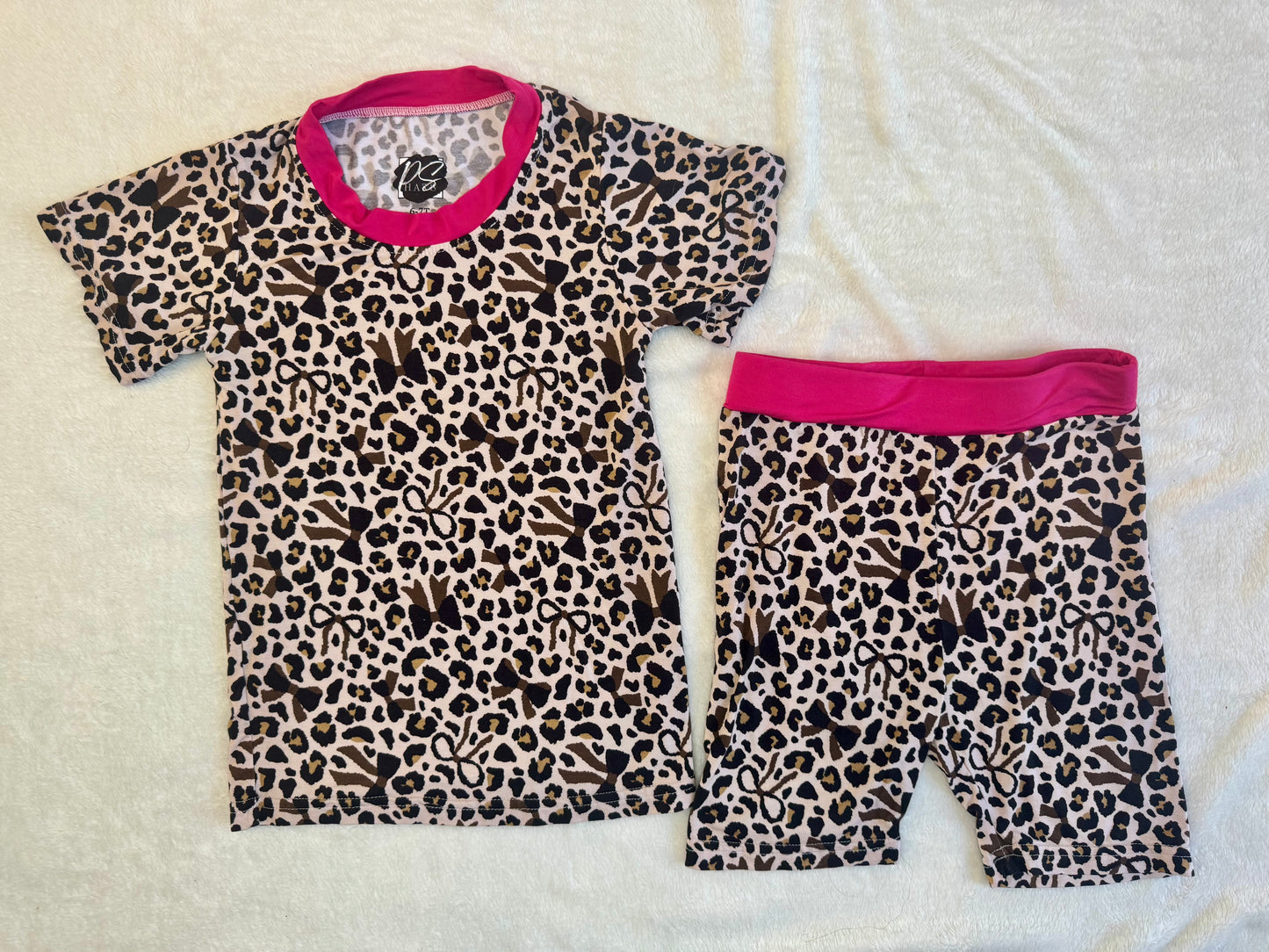 Leopard Bows - Short Sleeve & Shorts Set