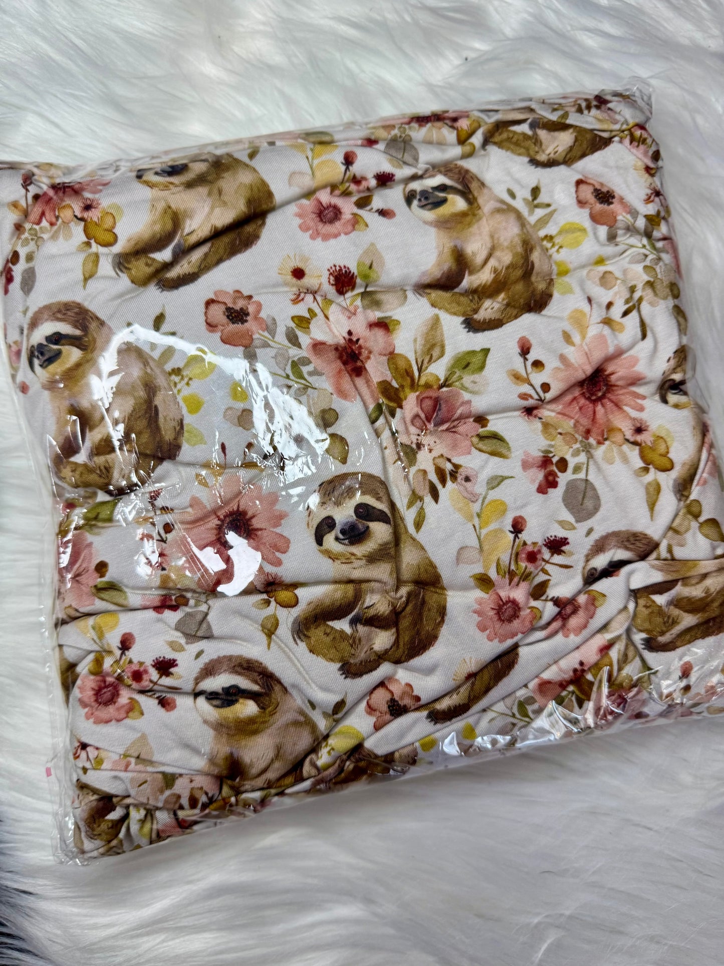 Floral Sloths Crib Sheet