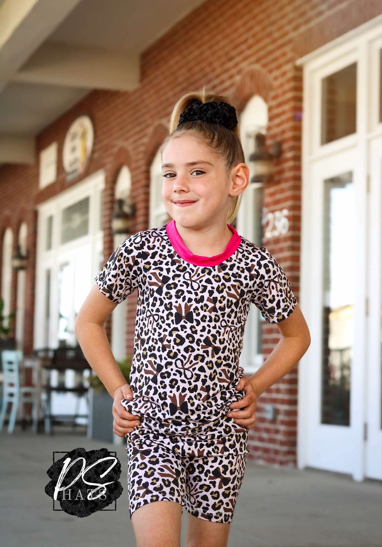 Leopard Bows - Short Sleeve & Shorts Set