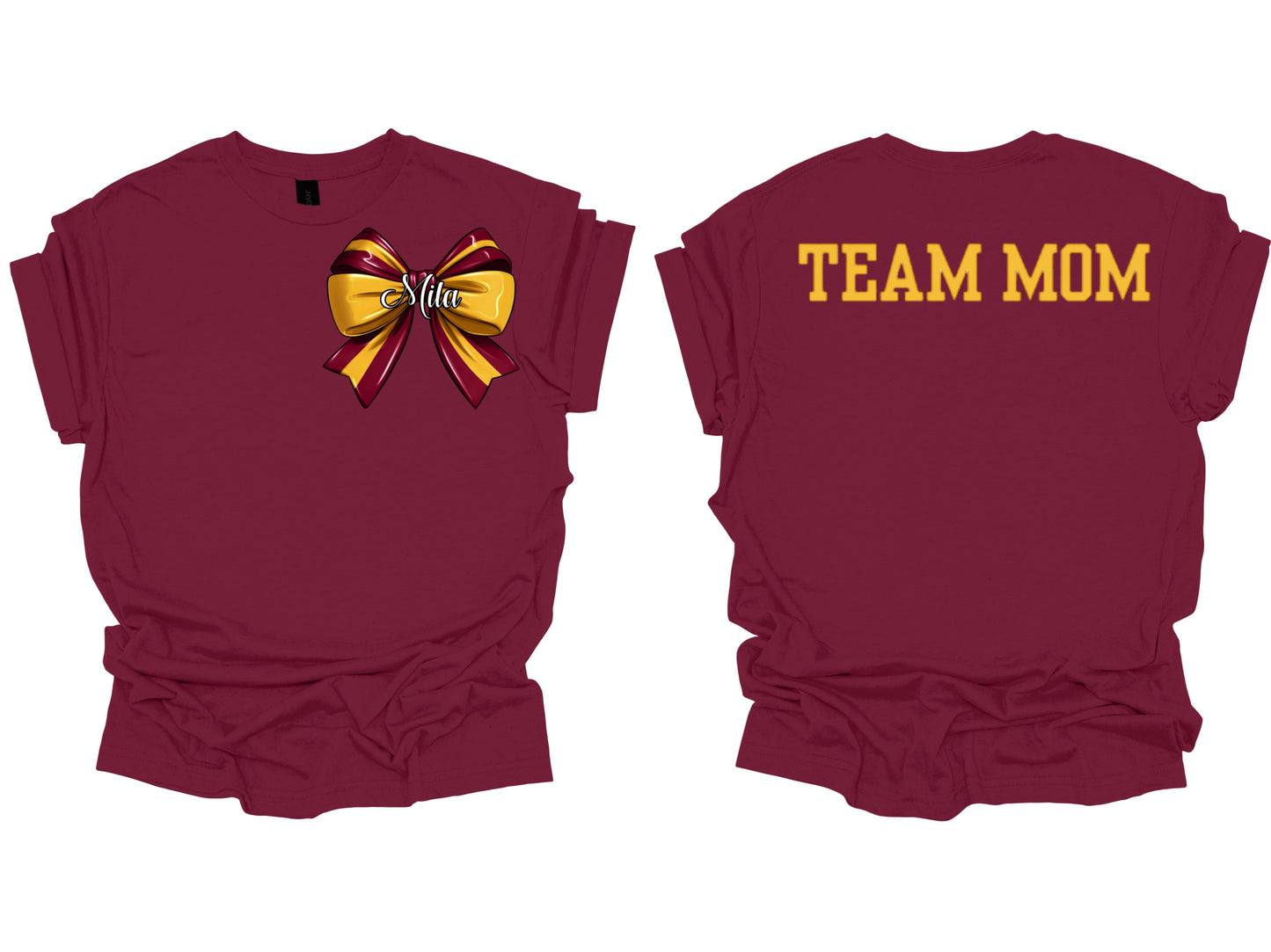Team Mom with Kids Name on Bow
