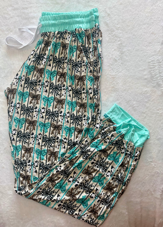 Turquoise Bows Joggers