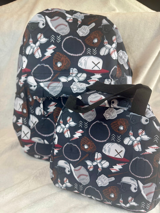 Baseball Balloon Dogs Set - Backpack & Lunch Bag