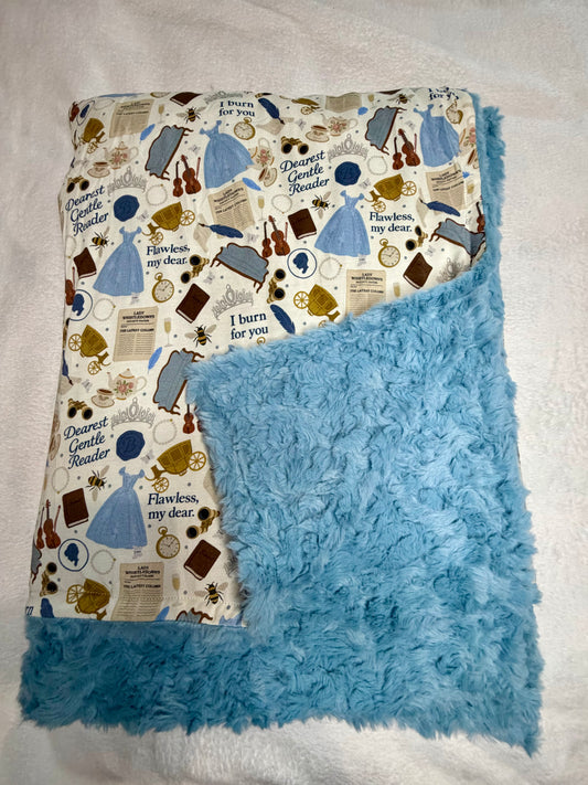 Dearest Gentle Reader - Full/Queen Size (60x80) Blue Minky